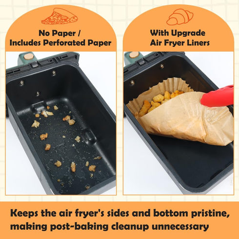 BYKITCHEN Air Fryer Liners, Set of 150, Rectangle Disposable Liners Compatible with Ninja Dual Air Fryer