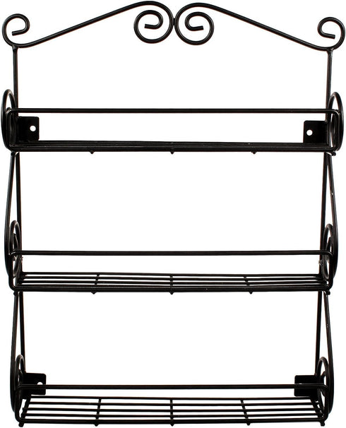 FitWell Scroll Wall Mount Spice Rack, 3-Tier Traditional Spice Rack for Kitchen and Bathroom Organizer