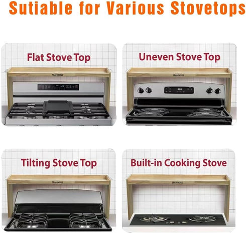 SEAHIXUSS 31.5" 6 11.4" Countertop, Bamboo Over the Stove Spice Shelf for Kitchen Storage, Spice Rack Organizer Stove