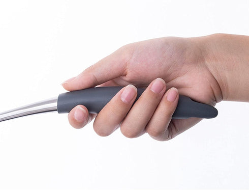 Premium Solid Silicone Spatula, Non Stick Heat Resistant Pancake Turner with Stainless Steel Handle by Lisdripe, Gray