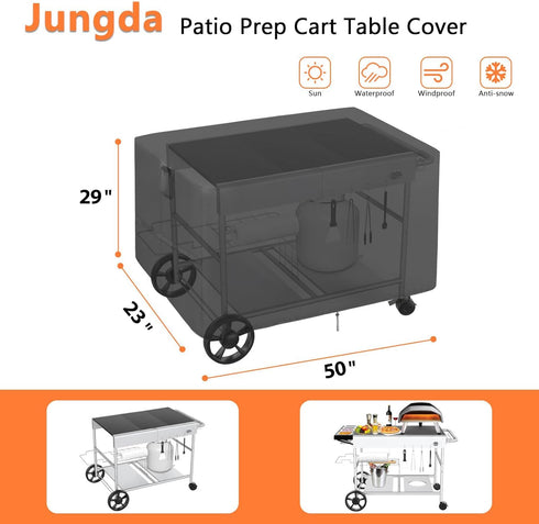 50 Inch 50 23 29 Inch Outdoor Dining Cart Cover for Feasto Three-Shelf Movable Food Prep and Work Cart Table
