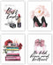 Eleville 8X10 Unframed Set of 4 Modern Fashion Woman Art Prints, Inspirational Quotes for Kids Room Decor