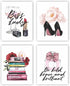 Eleville 8X10 Unframed Set of 4 Modern Fashion Woman Art Prints, Inspirational Quotes for Kids Room Decor