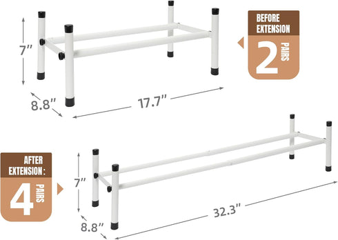 4 Closet, 1 STORAGE MANIAC Expandable Shoe Rack, Pairs Stackable Small Shoe Rack, Metal Adjustable Shoes Organizer