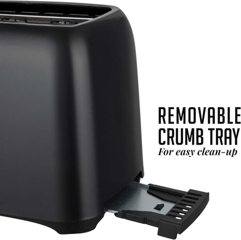 OVENTE Electric 2 Slice Toaster Machine with 6-Shade Toast Settings, 700W Power, Black TP2210B