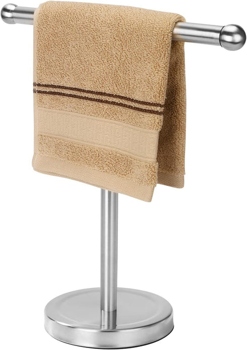 Heavy Stainless Steel Base Hand Towel Holder Stand, T-Shape Free-Standing Towel Rack for Bathroom