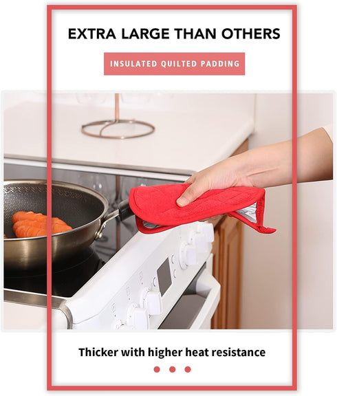 Joyhalo 6 Pack Pot Holders for Kitchen - Cotton Oven Holder with Great Heat Resistance, Non-Slip Hot Pads, Red
