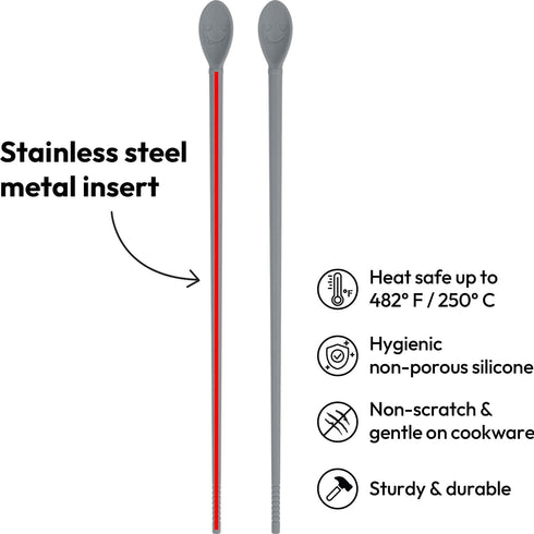 Carrotez Silicone Cooking Chopsticks, Long (12 inch) Reusable, Heat Resistant, Non-Scratch