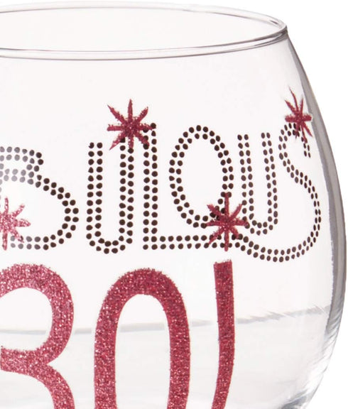 Mud Pie 119094 Fabulous at 30 Wine Glass
