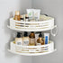Corner Shower Caddy Suction Cup, No-Drilling Hanging Suction Shower Shelves with Hooks,