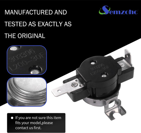 303396 Dryer High Limit Thermostat L200-30F, Compatible with May-tag Dryer Replacement Parts