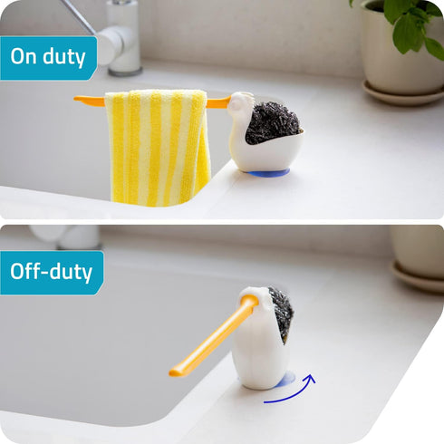 2 1 PELEG DESIGN Pelix Plastic Sponge and Cloth Holder for Kitchen Sink Caddy with Suction Cup, in Dish Kitchen