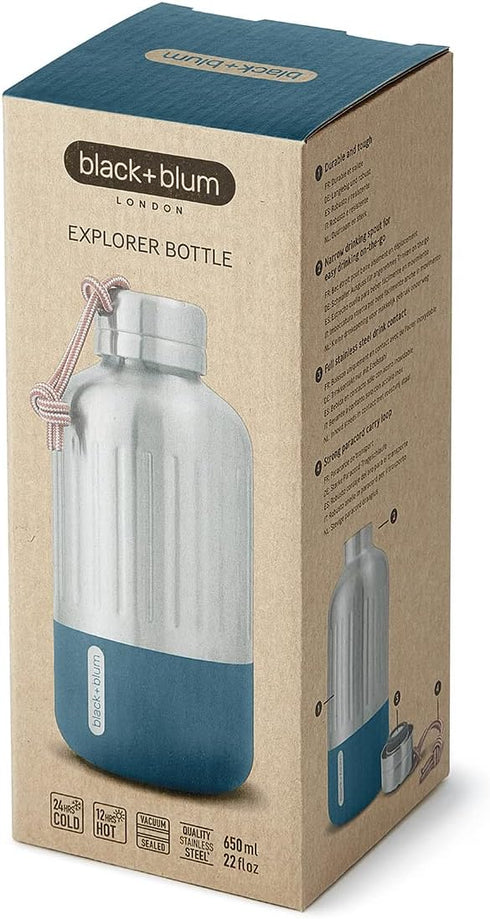 BLACK + BLUM 21 oz Stainless Steel Explorer Insulated Water Bottle | Leak Proof Vacuum Hydro Flask for Hot or Cold
