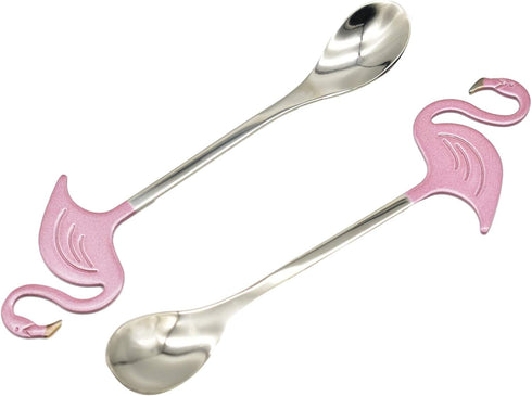 Maydahui 2PCS Flamingo Spoons - 5.1 Inch Animal Spoon, 18/10(304) Stainless Steel Dessert Spoon