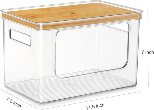 Hudgan Stackable Storage with Bamboo Top for Laundry Room Organization, Extra Large Trash Bag/Garbage Bag Dispenser