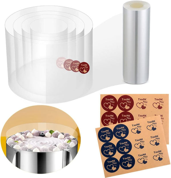 Cake Collar 4 Inch x 394inch Clear Acetate Roll, Transparent Cake Collars for Baking and Decorating