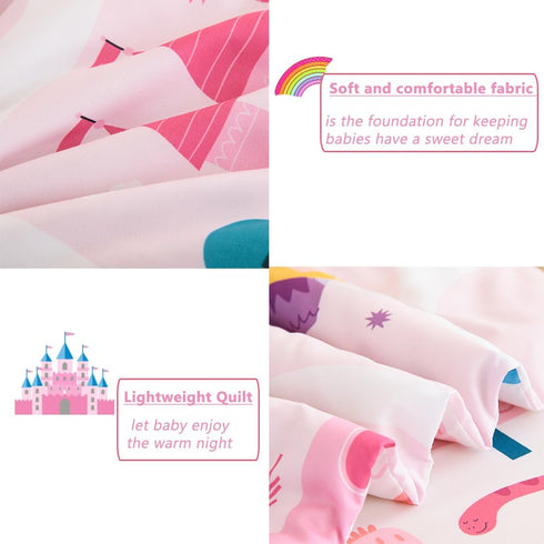 4 Set Set Set PERFEMET Pcs Twin Bedding for Girls Pink Castle Kids Bed in A Bag Comforter Ultra Soft Reversible Fairy