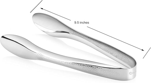 Cuisinox Hand Hammered Stainless Steel Serving Tongs, 9" Kitchen Utensil