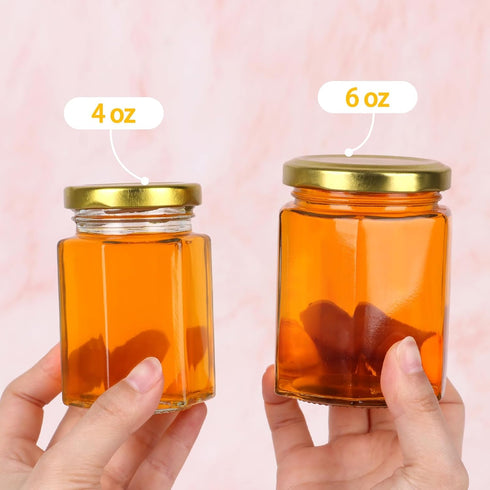 6 oz 30-Pack SZUAH Mini Glass Honey Jars | Honey Jars with Wood Dippers, Gold Lids, Gift Bags, Bee Charms, Labels