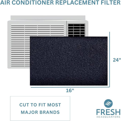 Cut-to-Fit Replacement Window Air Conditioner Filter, 24” x 16” - Universal Sizing AC Unit Filtration Pad Removes Dust, Pollen, Pet Odors, and VOCs, Made in the USA