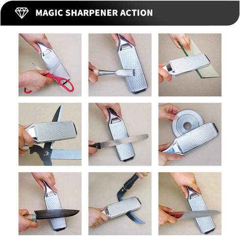 Knife Sharpeners Handheld 300/600 Grit - Double Sided Diamond Knife Sharpening Stone for Kitchen Knives, Scissors