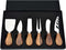 6-Piece Cheese Knife Set, Wooden Handle Stainless Steel Cheese Slicer, Fork Spreader for Cheese Gift Set