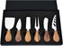 6-Piece Cheese Knife Set, Wooden Handle Stainless Steel Cheese Slicer, Fork Spreader for Cheese Gift Set