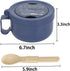 Unbreakable Microwave Soup Mugs with Lids and Handles, BPA Free Ramen Bowl for Soup, Instant Noodles, Salad (Sapphire