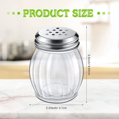 24 6 Hotop Pcs Cheese Parmesan Shaker with Perforated Top, Ounce Glass Spices Shaker with Slotted Stainless Steel Top