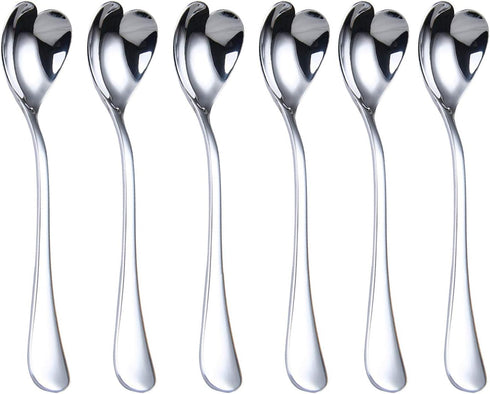 Mini Coffee Spoons Set of 6, Demitasse Spoons, Heart Shaped 4.9-inch 18/10 Stainless Steel Espresso Spoons