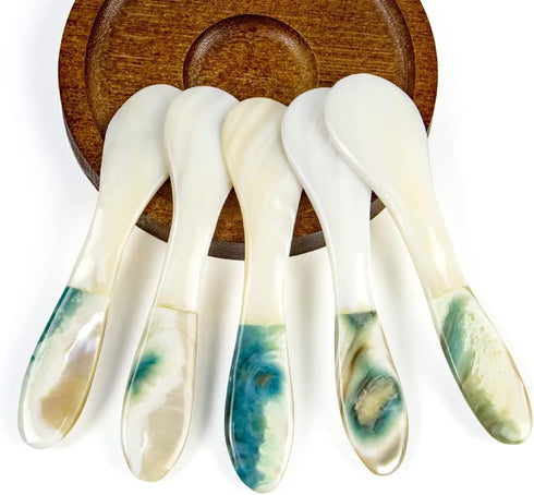 DUEBEL Mother of Pearl Caviar Spoons, 4' Luxury Handmade Spoons for Serving (5pcs)