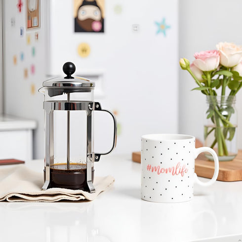 Mom Life Mug, Ceramic Coffee Cup, Ideal Gift for New and Expecting Moms, 13oz, Dishwasher & Microwave Safe