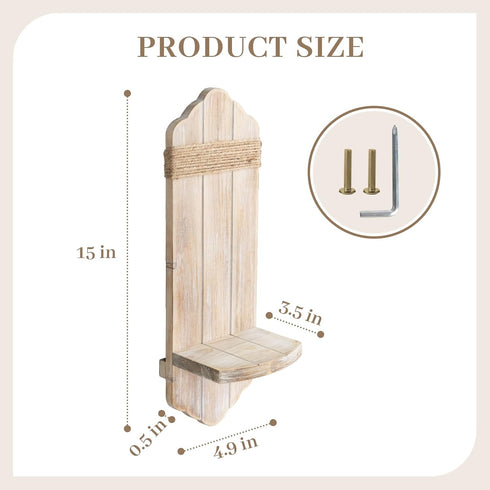 Set Wall Candle Sconces of Two, Rustic Washable White Wood Wall Candle Holder Decor, Farmhouse Wooden Candle Holder
