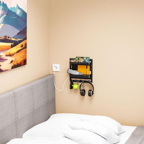 SuoXing Bedside Shelf Wall Mount and Wall Nightstand for Bedroom,Rv,Dorm Room,Bedside Wall Organizer for Phone
