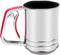 3-Cup Stainless Steel Flour Sifter - Squeeze Sifter for Baking with Compatible Silicone Handle (Red)