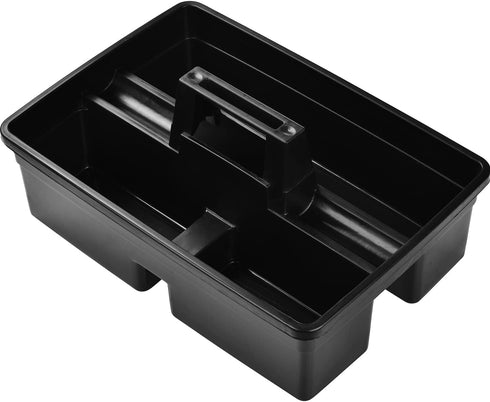 3-Compartment Plastic Cleaning Caddy Basket Stackable Large Commercial Quality Plastic Tool Organizer Bucket with Handle, Black by Haundry