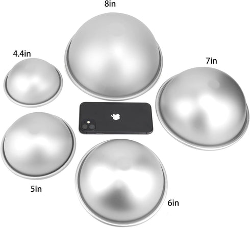 5 Inch Dome Cake Pan, 2 PCS Half Ball Cake Mold, Aluminum Alloy Hemisphere Cake Molds for Kids DIY