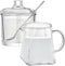 Leinuosen 2 Pcs Glass Pitcher Elegant Shaped Glass Creamer Pitcher, Glass Tea Pitcher, Coffee Milk Creamer Pitcher,