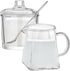 Leinuosen 2 Pcs Glass Pitcher Elegant Shaped Glass Creamer Pitcher, Glass Tea Pitcher, Coffee Milk Creamer Pitcher,