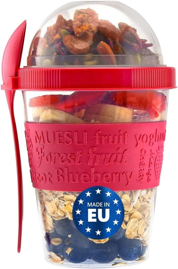 Tribello On the Go Yogurt Parfait Cups with Lids, Topping Compartment &