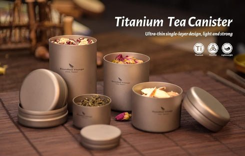 Boundless Voyage Titanium Small Tin Can Box Canister, Food Storage Container for Tea, Coffee, Herb, Candy, Chocolate,