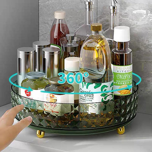 Non Skid Lazy Susan Turntable, 1 Tier Non Skid Spice Rack, 9 Inch Spinning Organizer for Kitchen, Pantry, Refrigerator