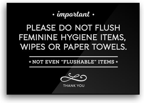 Reilly Originals 3.5x5 Inch Designer Bathroom Sign, Do Not Flush Feminine Hygiene