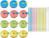 Mason Jar Lids Regular Mouth Canning Lids with Straw Hole, Plastic Straws, Silicone Stoppers, Rings, Cleaning Brush (26
