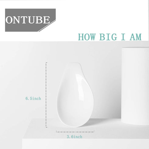 ONTUBE Ceramic Spoon Rests Set of 4, Porcelain Sauce Dish for Cooking Spoons, 6.5 Inch (White)