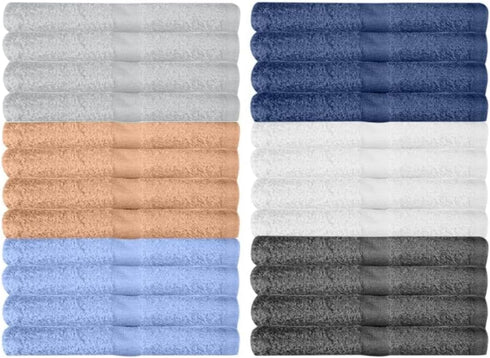 KAHAF COLLECTION 24 Pack Wash Cloths | Multicolour 100% Cotton Extra Absorbent Face Towels