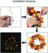 Lighted Fall Harvest Thanksgiving Wreath with Maple Leaf - 12 Inches, Front Door Wall Decor