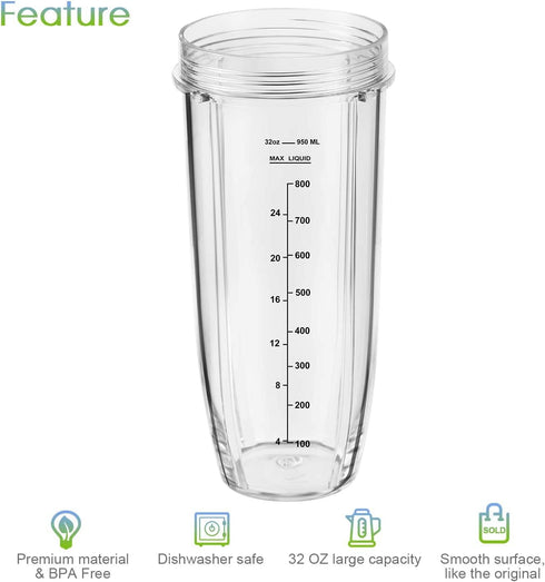 Replacement Part for Nutri Ninja Blender - 2-Pack 32oz Replacement Cups for Auto-iQ Series Blenders