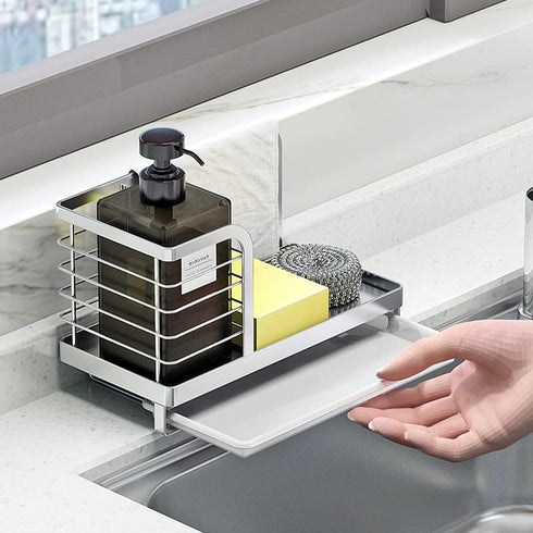 kaileyouxiangongsi Countertop Dish Soap Holder, Kitchen Sink Caddy Organizer,Sponge Holder for Sink, Stainless Steel