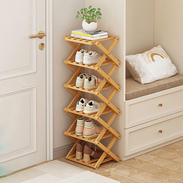 YYW Shoe Rack, Foldable Bamboo Shoes Shelf, Freestanding Shoe Storage Organiser for